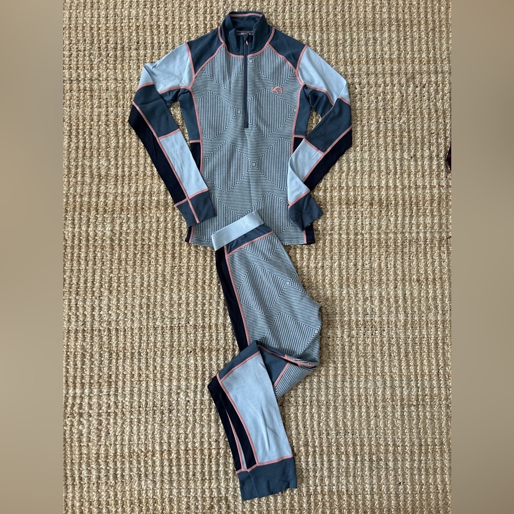 Kari Traa women’s baselayer set in size Small. 100% merino wool.